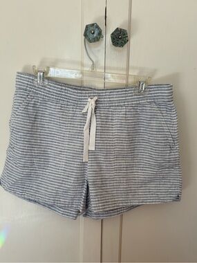 J. Crew Blue and White Striped Drawstring Athletic Shorts Medium